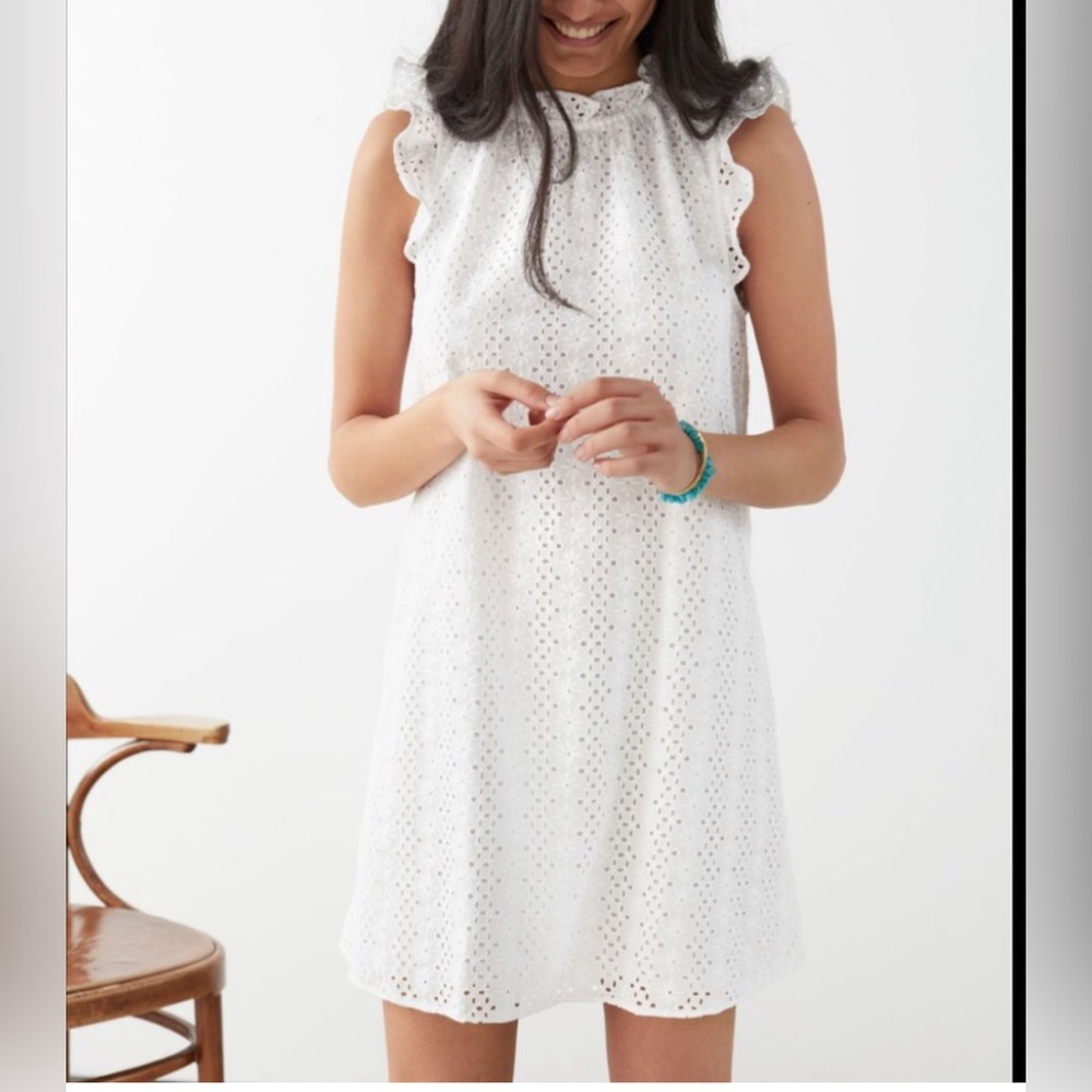 Paris Atelier & Other Stories White Eyelet Dress Cottagecore Size 6 Eur 38